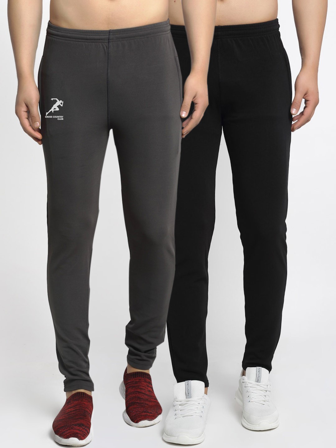

GRACIT Men Pack Of 2 Solid Dry-Fit Track Pants, Black