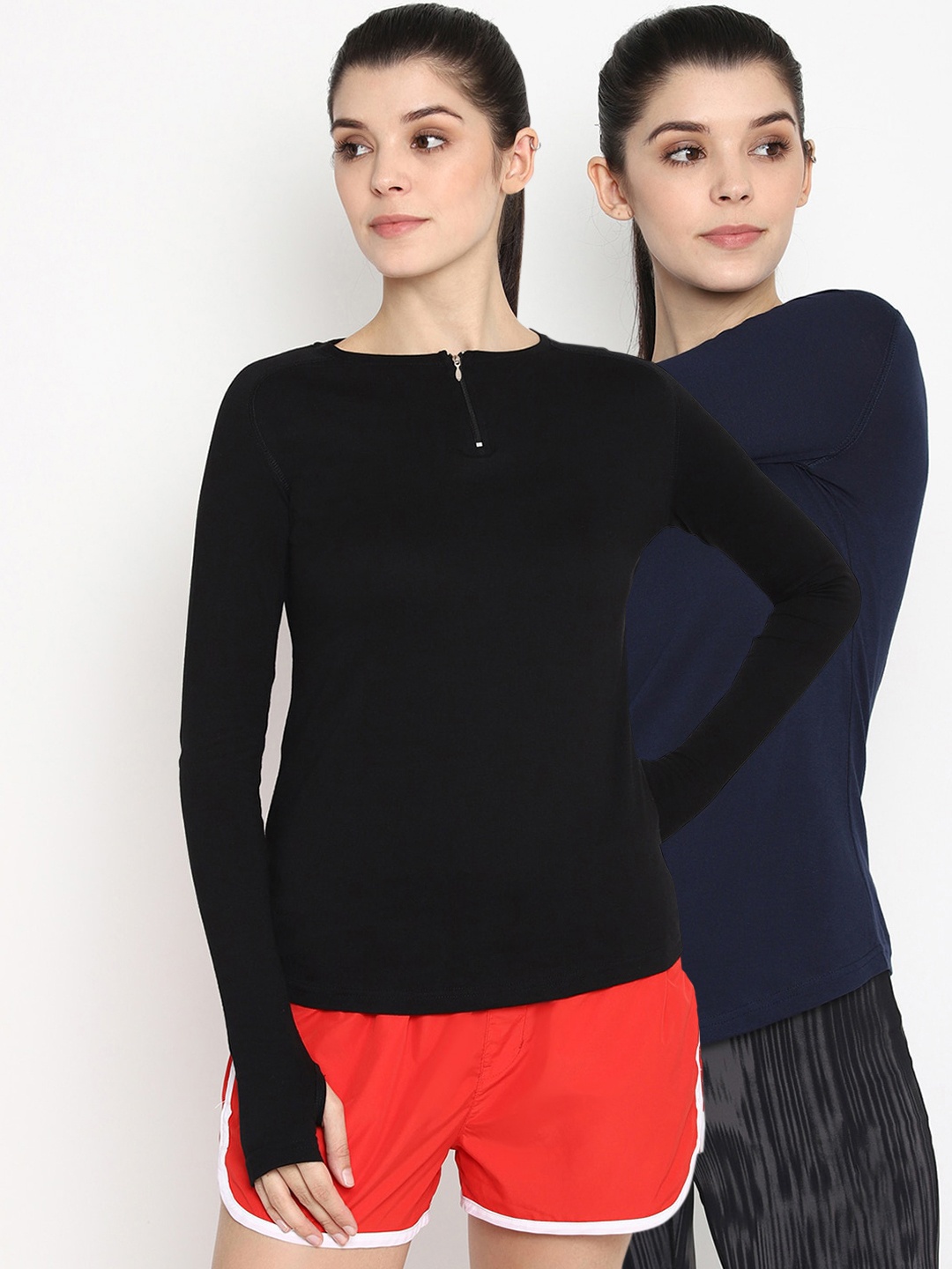 

appulse Women Multicoloured Solid Henley Neck T-shirt, Multi
