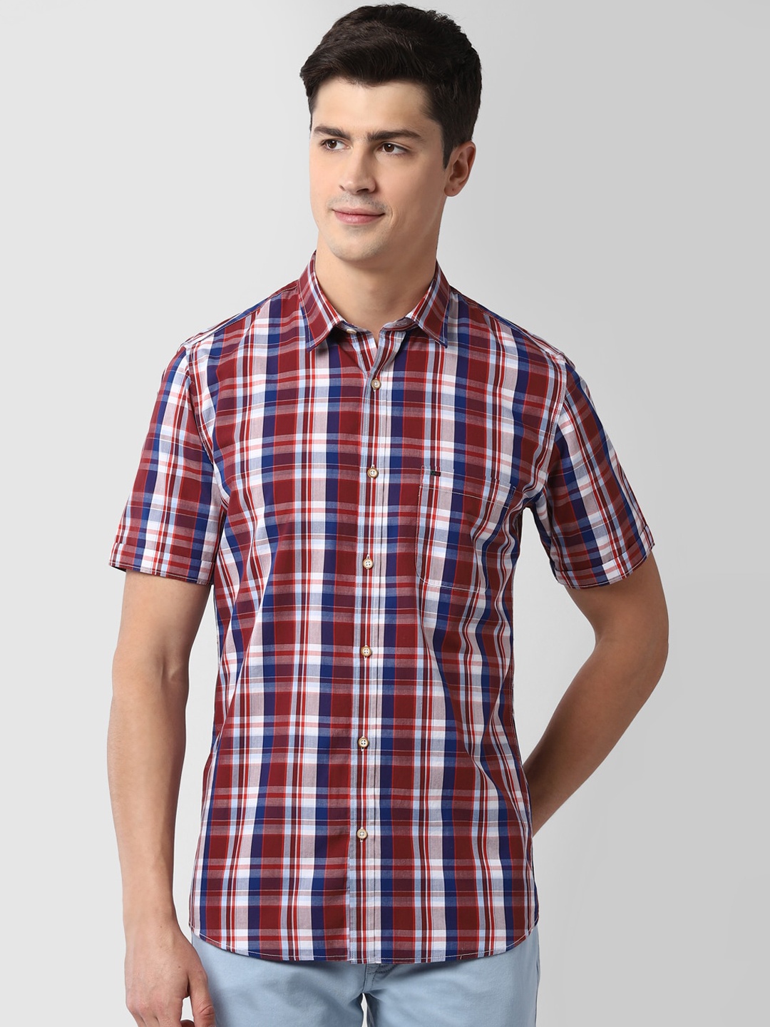 

Peter England Casuals Men Maroon Slim Fit Checked Casual Shirt