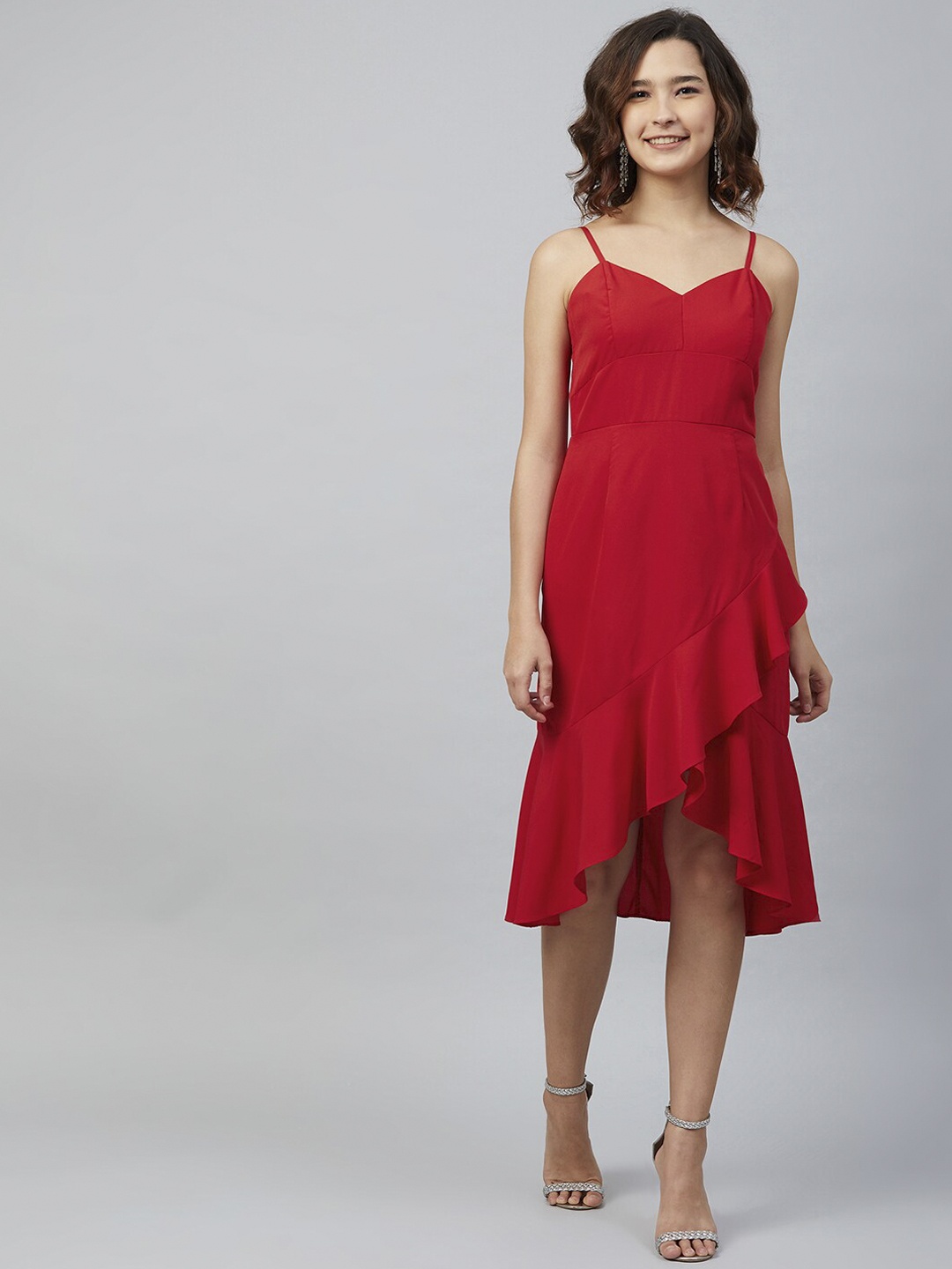 

Carlton London Women Red Solid Fit and Flare Dress