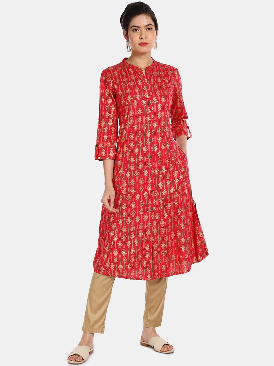 

Karigari Women Red Ethnic Motifs Kurta