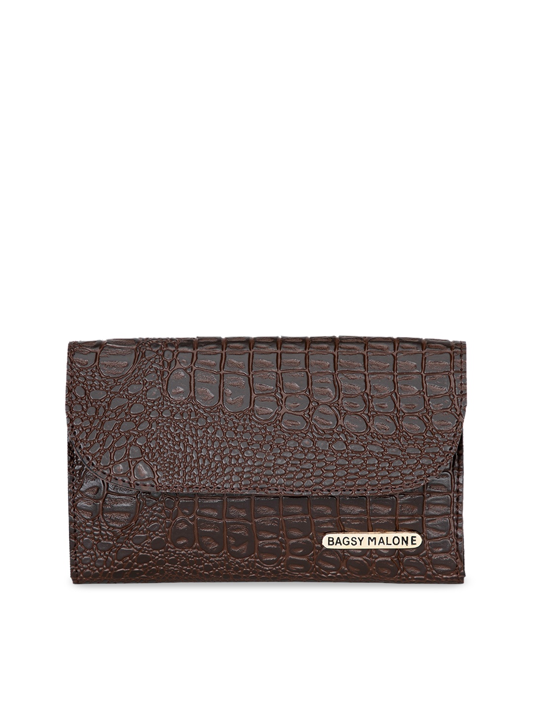 

Bagsy Malone Brown Crocodile Skin Textured Envelope Clutches