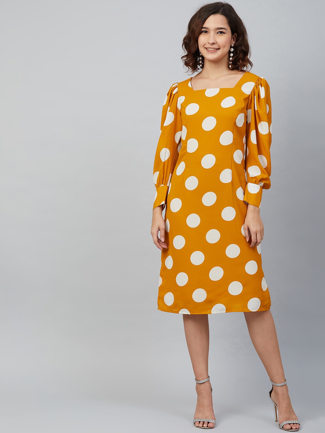 

Marie Claire Women Yellow Printed A-Line Dress