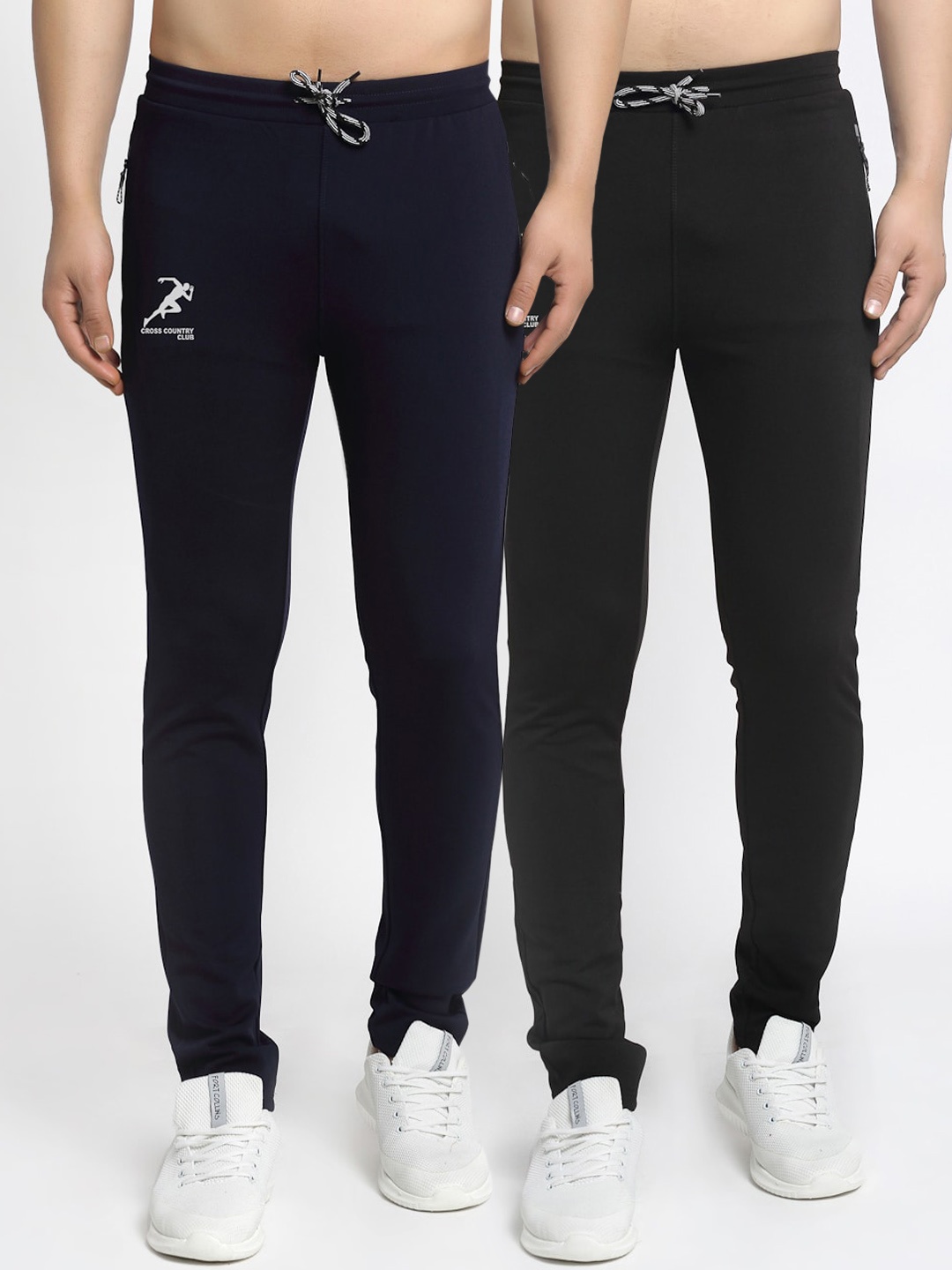 

GRACIT Men Pack Of 2 Solid Track Pants, Black
