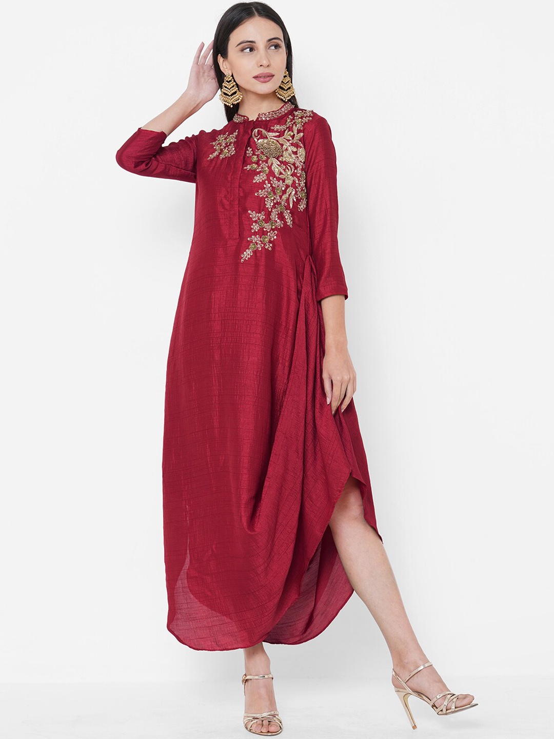 

FASHOR Women Red Embellished Maxi Dress