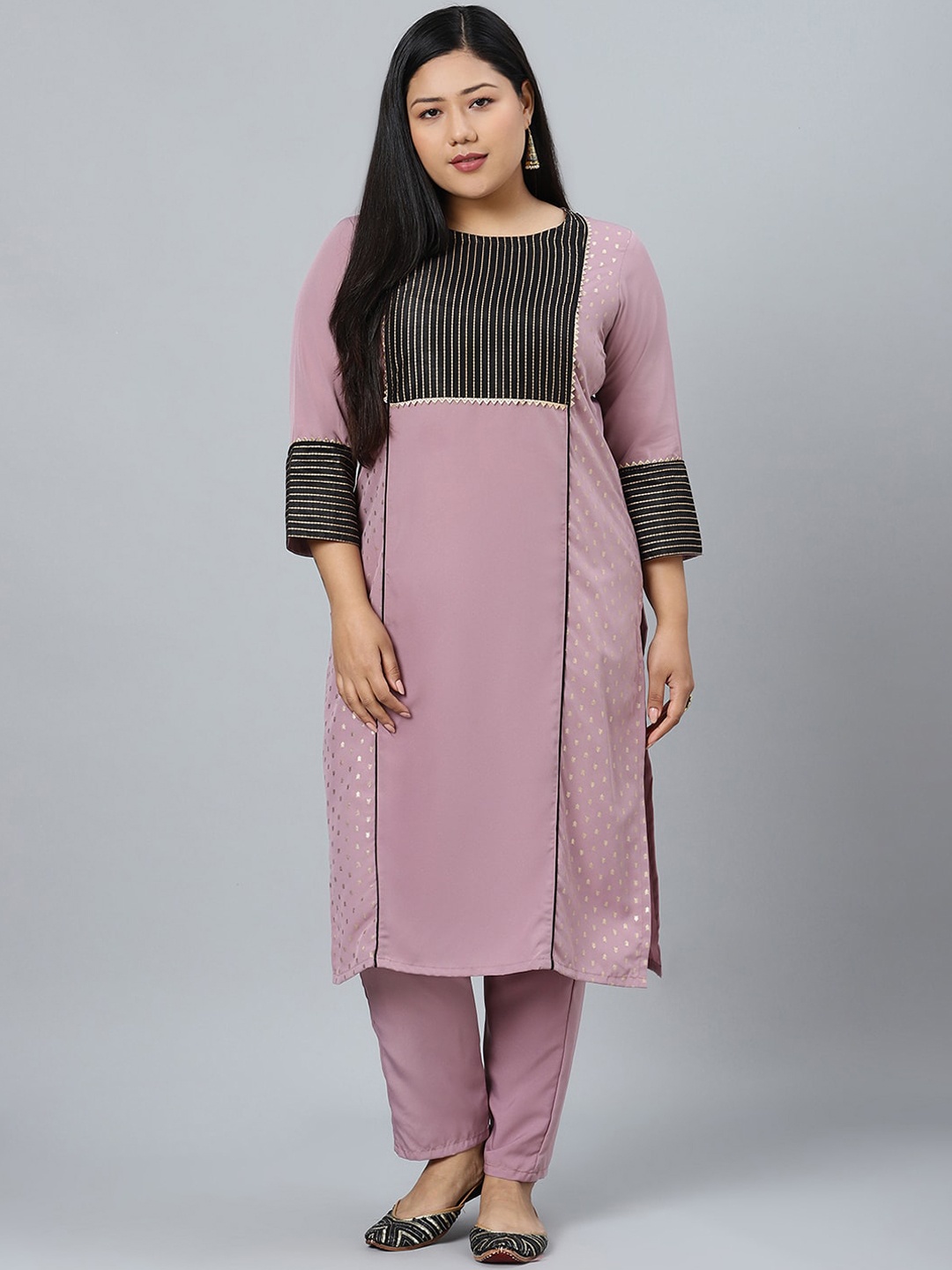 

curveZI by Ziyaa Women Lavender Yoke Design Kurta with Trousers