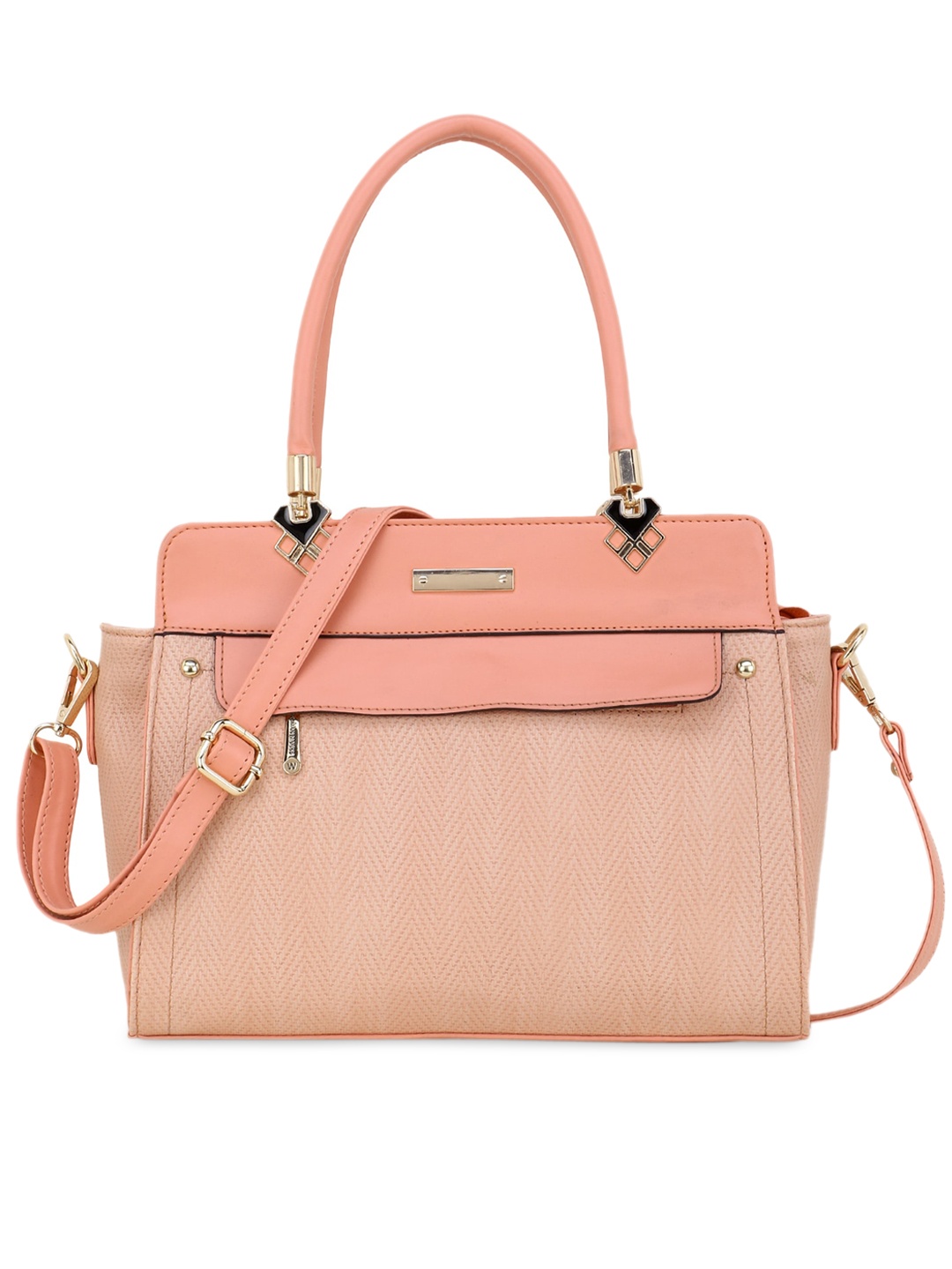 

WOMEN MARKS Peach-Coloured Solid Handheld Bag