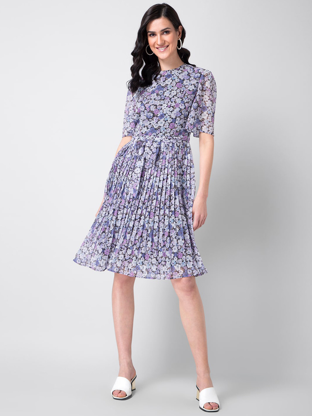 

FabAlley Women Black Printed Fit and Flare Dress