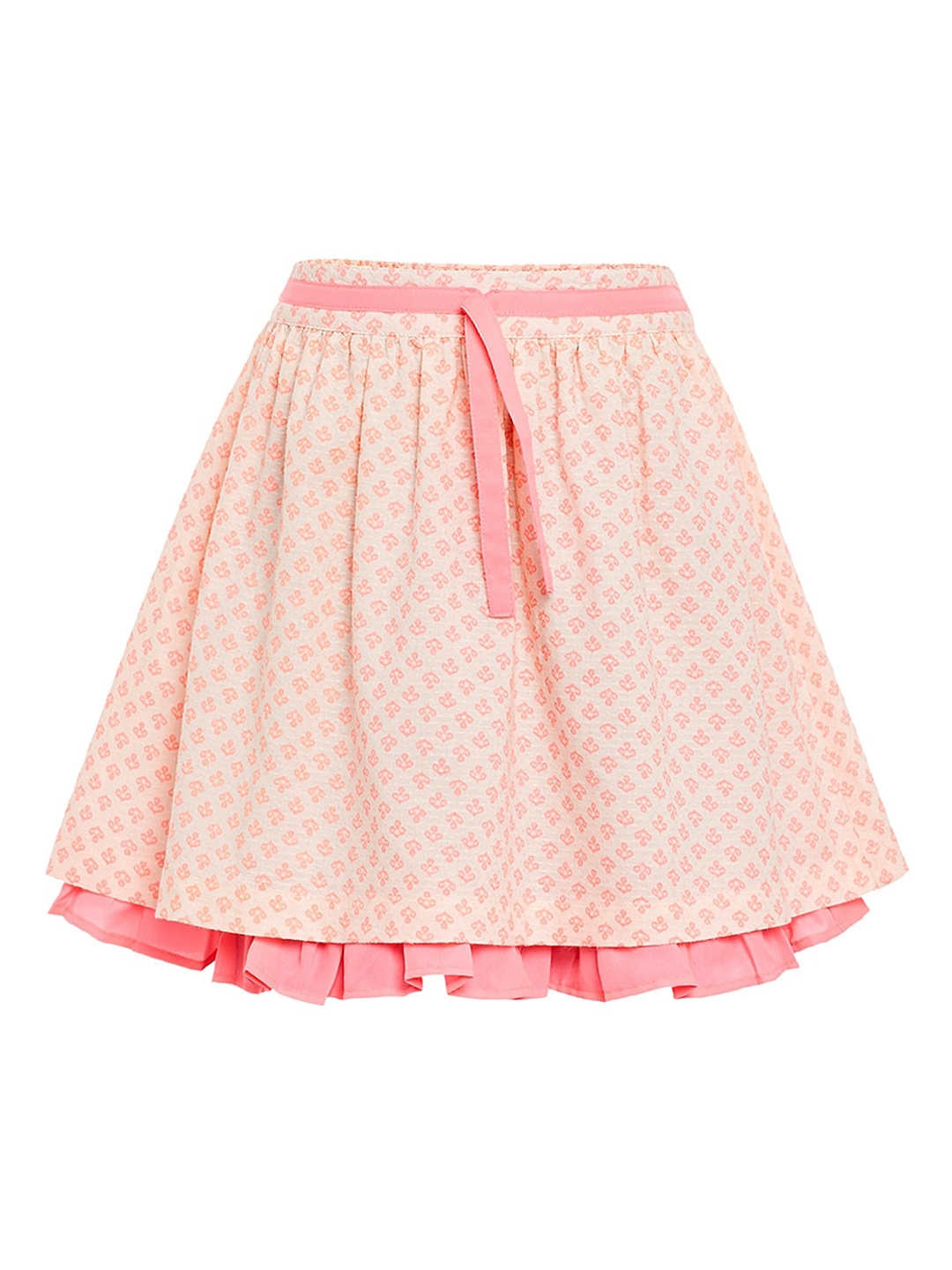 

Miyo Girls Pink & Peach-Coloured Printed A-Line Skirt