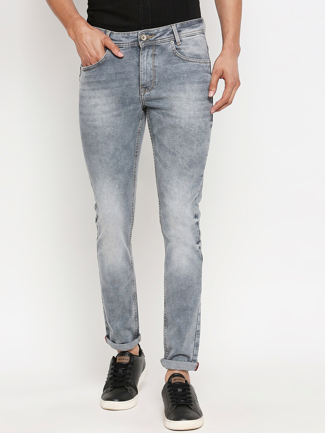 

Mufti Men Grey Skinny Fit Mid-Rise Clean Look Stretchable Jeans