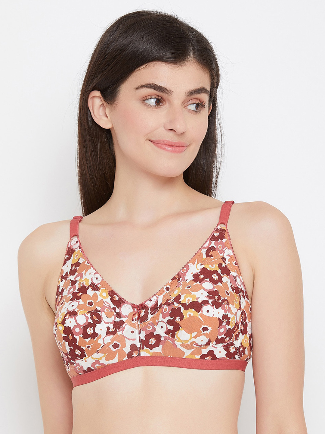 

Clovia Brown & White Printed Non-Wired Non Padded Everyday Bra BR0185S0932B