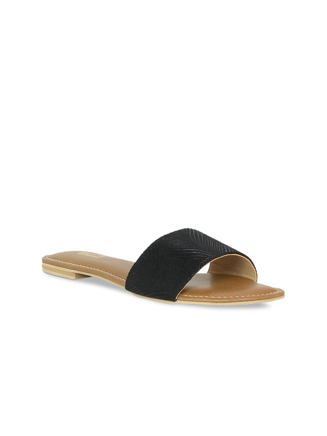 

Inc 5 Women Black Textured Open Toe Flats