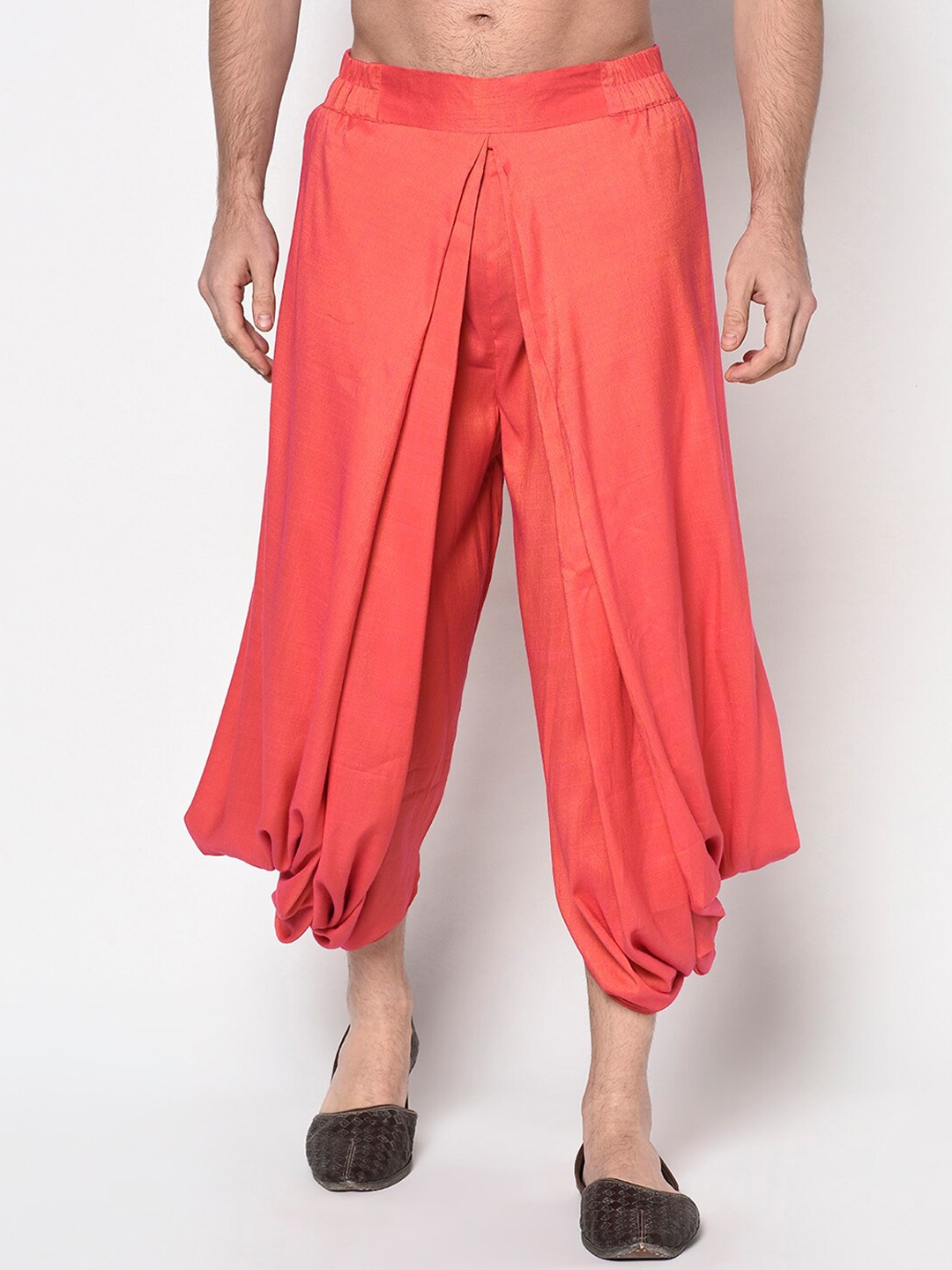 

LAMAAYA Men Peach-Coloured Solid Patiala