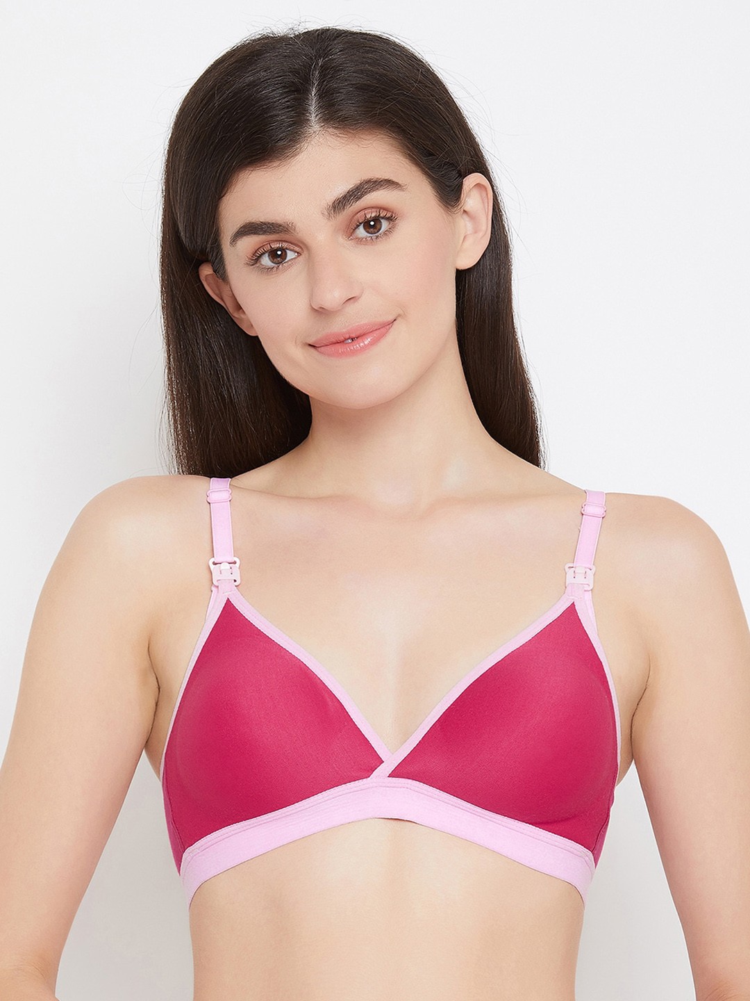 

Clovia Red & Pink Solid Non-Wired Non Padded Maternity Bra BR2085A1432B