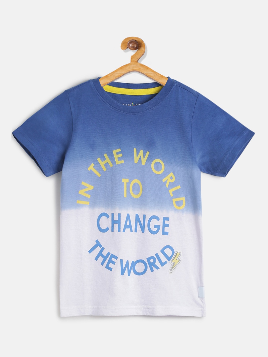 TALES & STORIES Boys Blue Printed Round Neck T-shirt