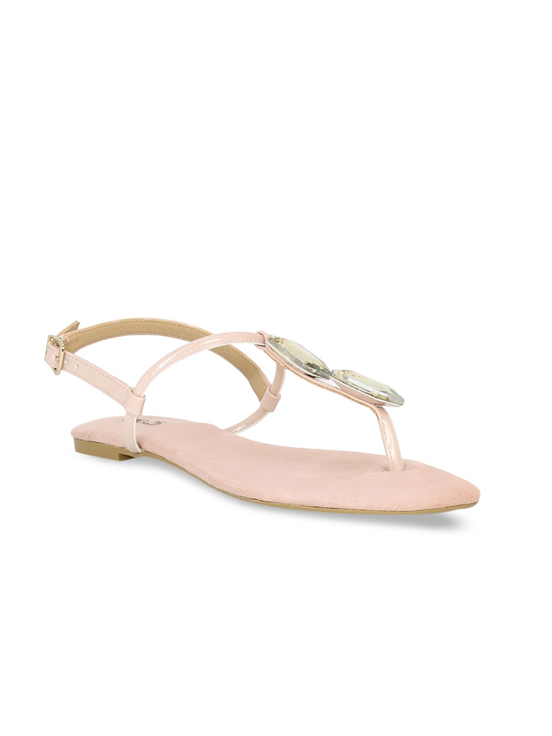 

Inc 5 Women Peach-Coloured Embellished T-Strap Flats