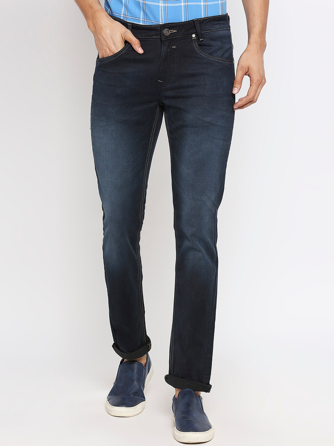 

Mufti Men Navy Blue Skinny Fit Mid-Rise Clean Look Stretchable Jeans