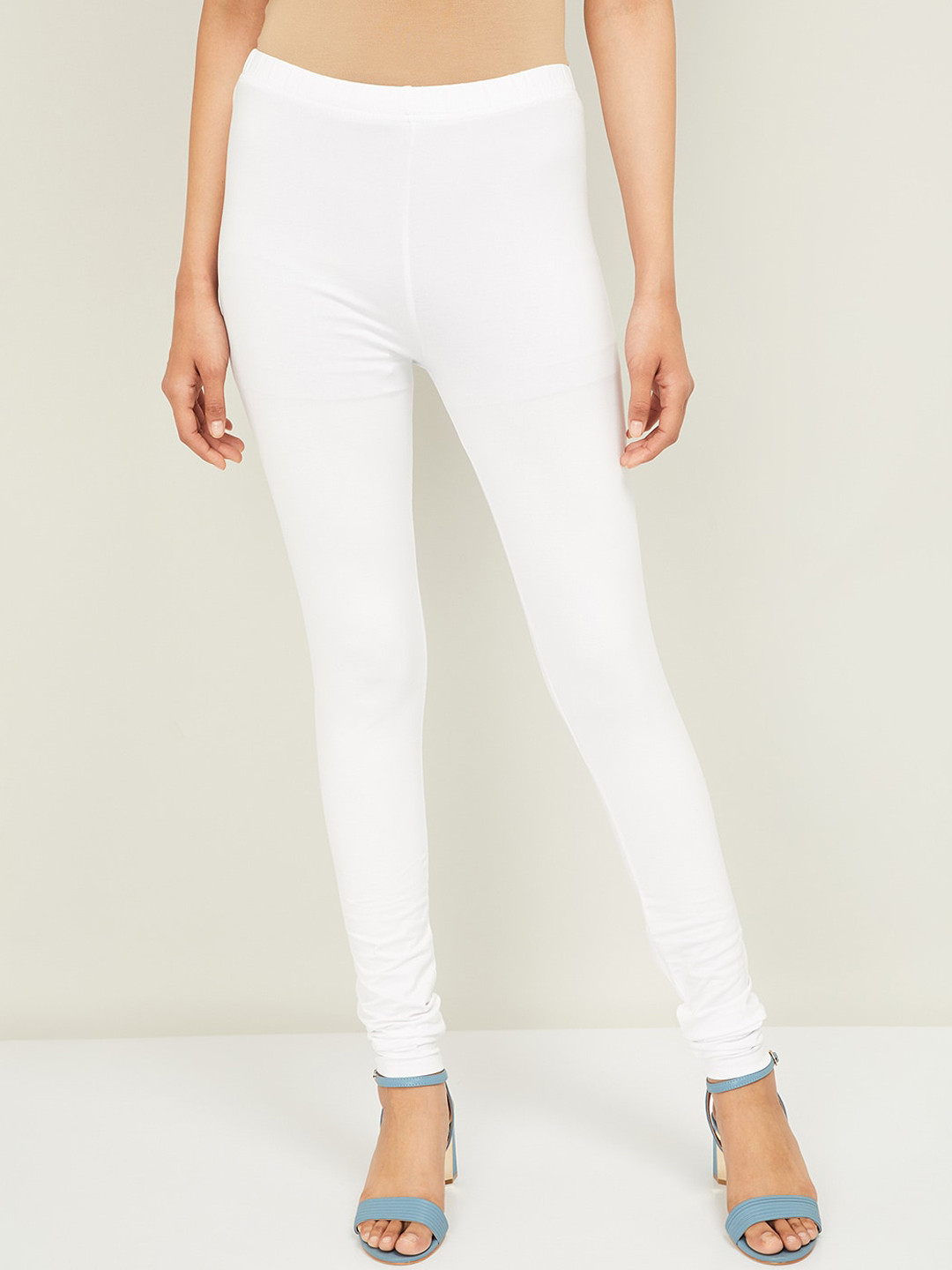 

Melange by Lifestyle Women White Solid Churidar