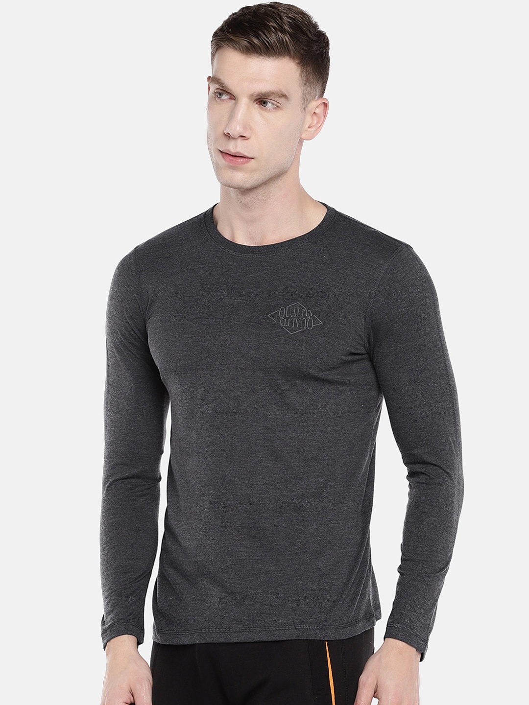

Sweet Dreams Men Charcoal Grey Solid Sustainable Lounge T-shirt