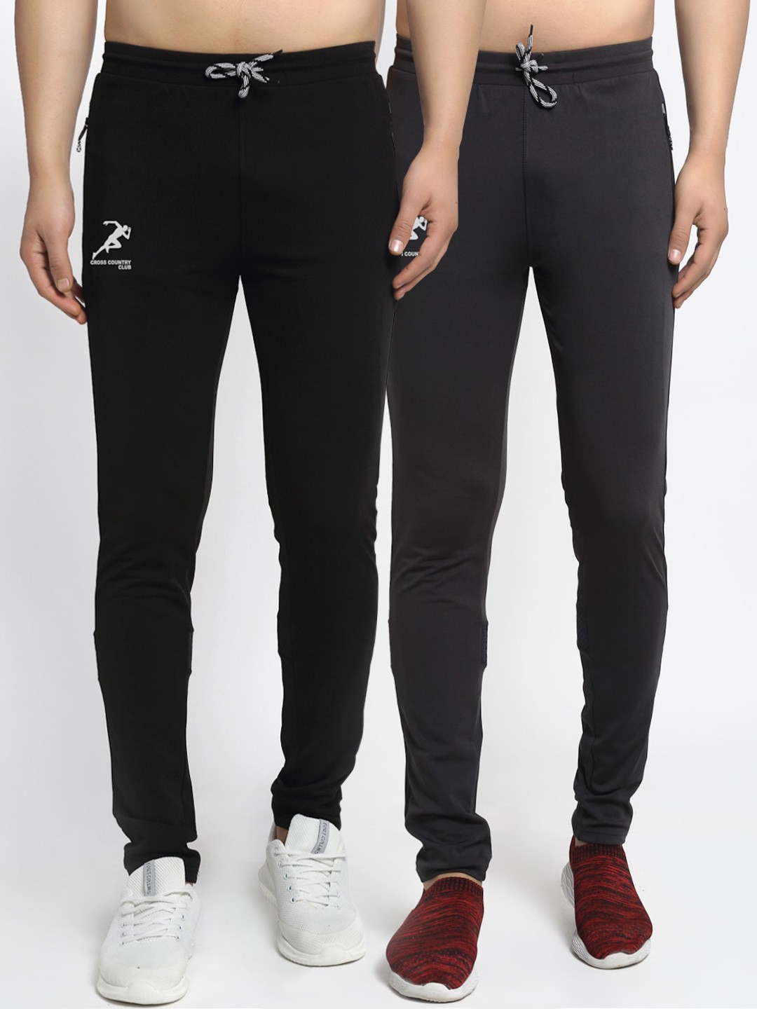 

GRACIT Men Pack Of 2 Solid Track Pants, Black
