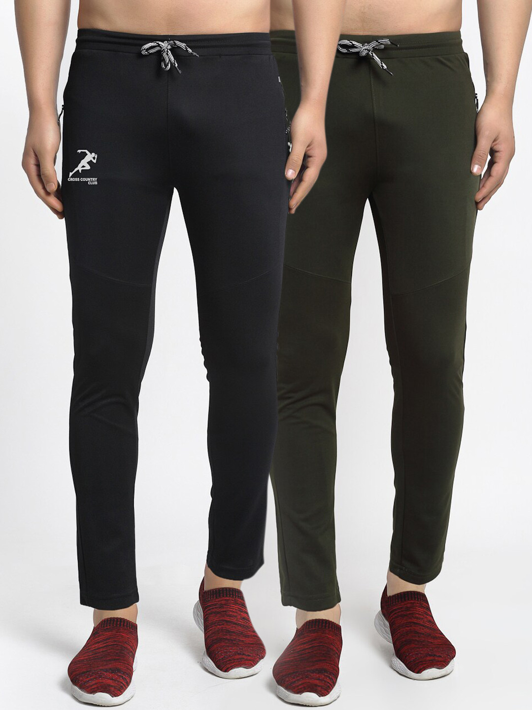 

GRACIT Men Pack Of 2 Solid Track Pants, Black