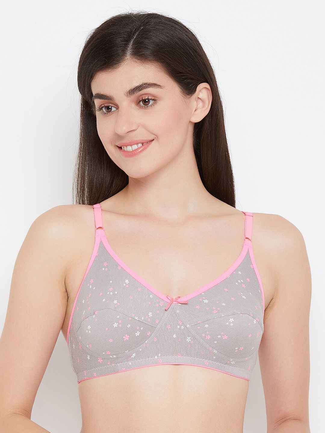 

Clovia Grey Printed Non-Wired Non Padded Everyday Bra BR0227Z0132B