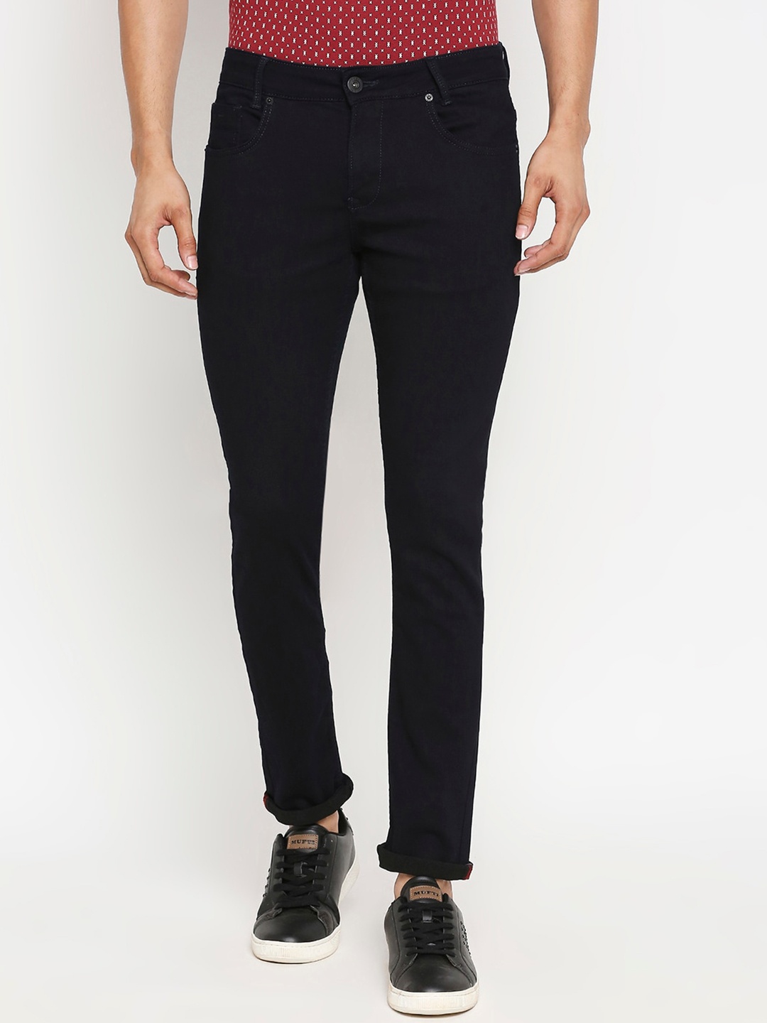 

Mufti Men Navy Blue Clean Look Tapered Fit Jeans