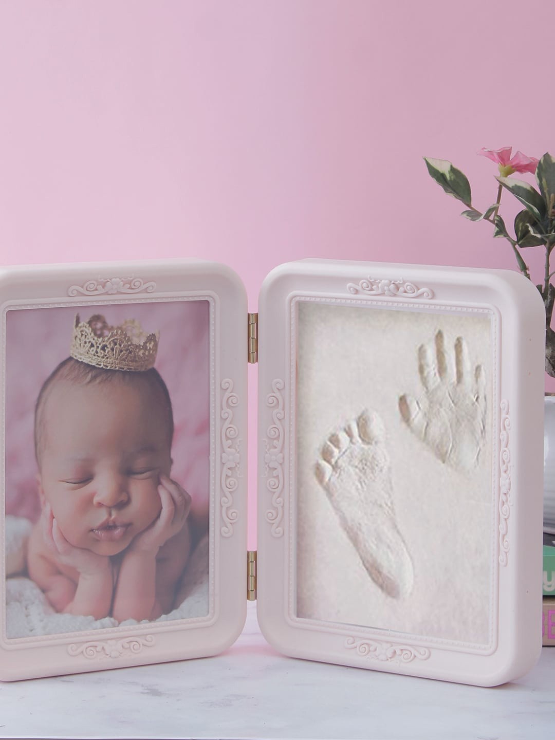 

A Vintage Affair- Home Decor Pink Newborn Baby Photo & Mould Frame Gift Set