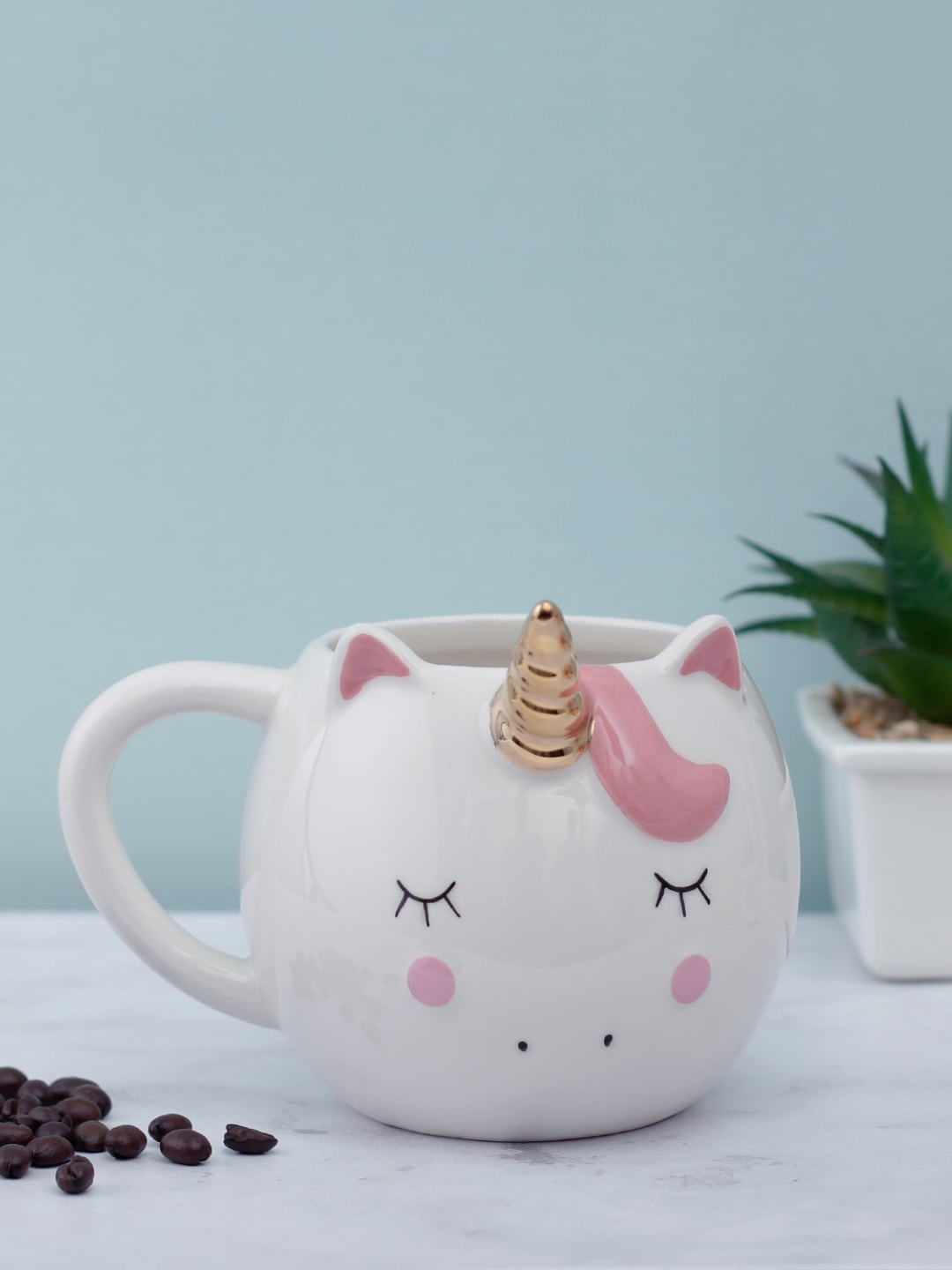 

A Vintage Affair- Home Decor White & Pink Printed Ceramic Mugs