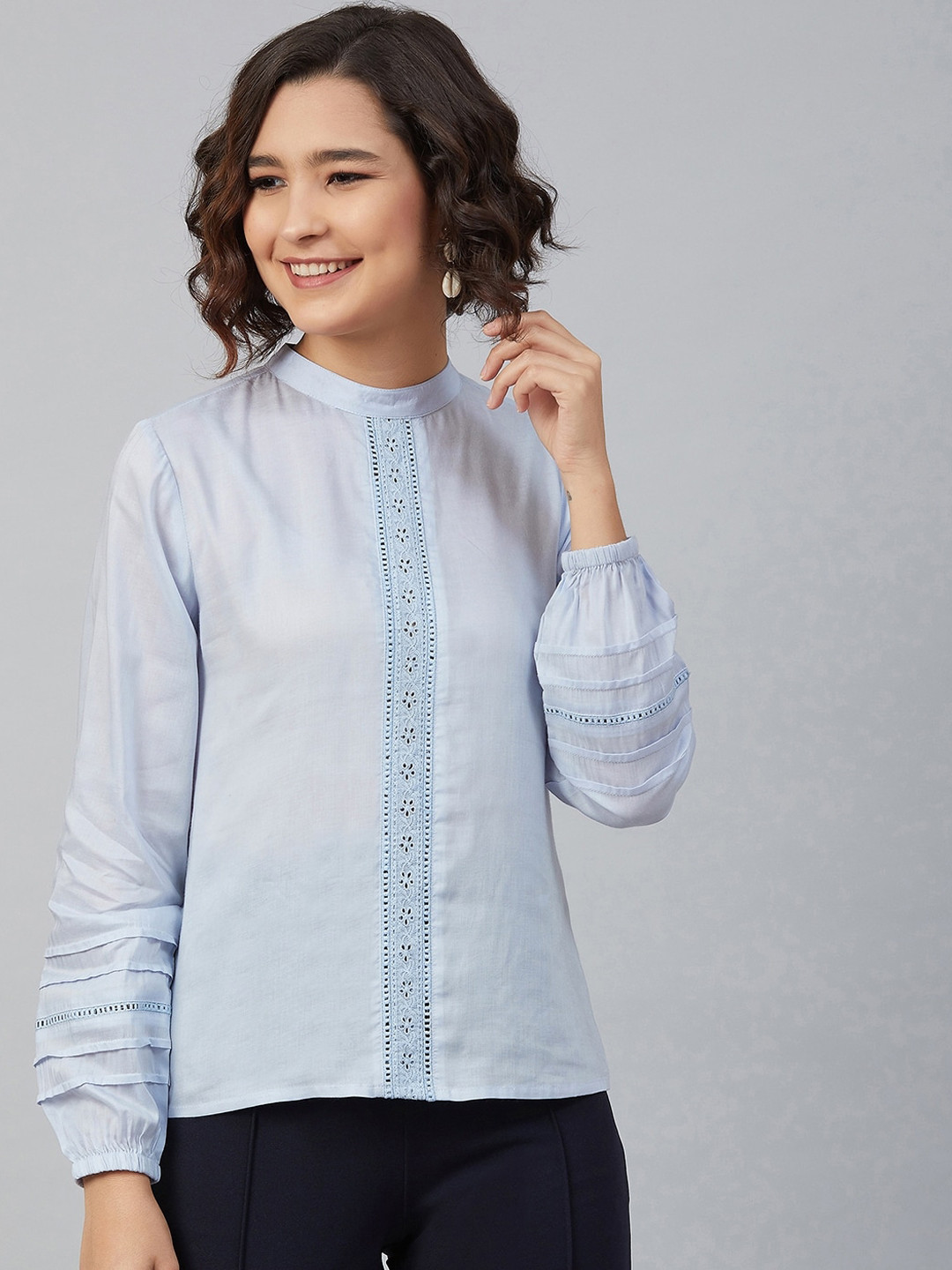 

Carlton London Women Blue Shirt Style Top