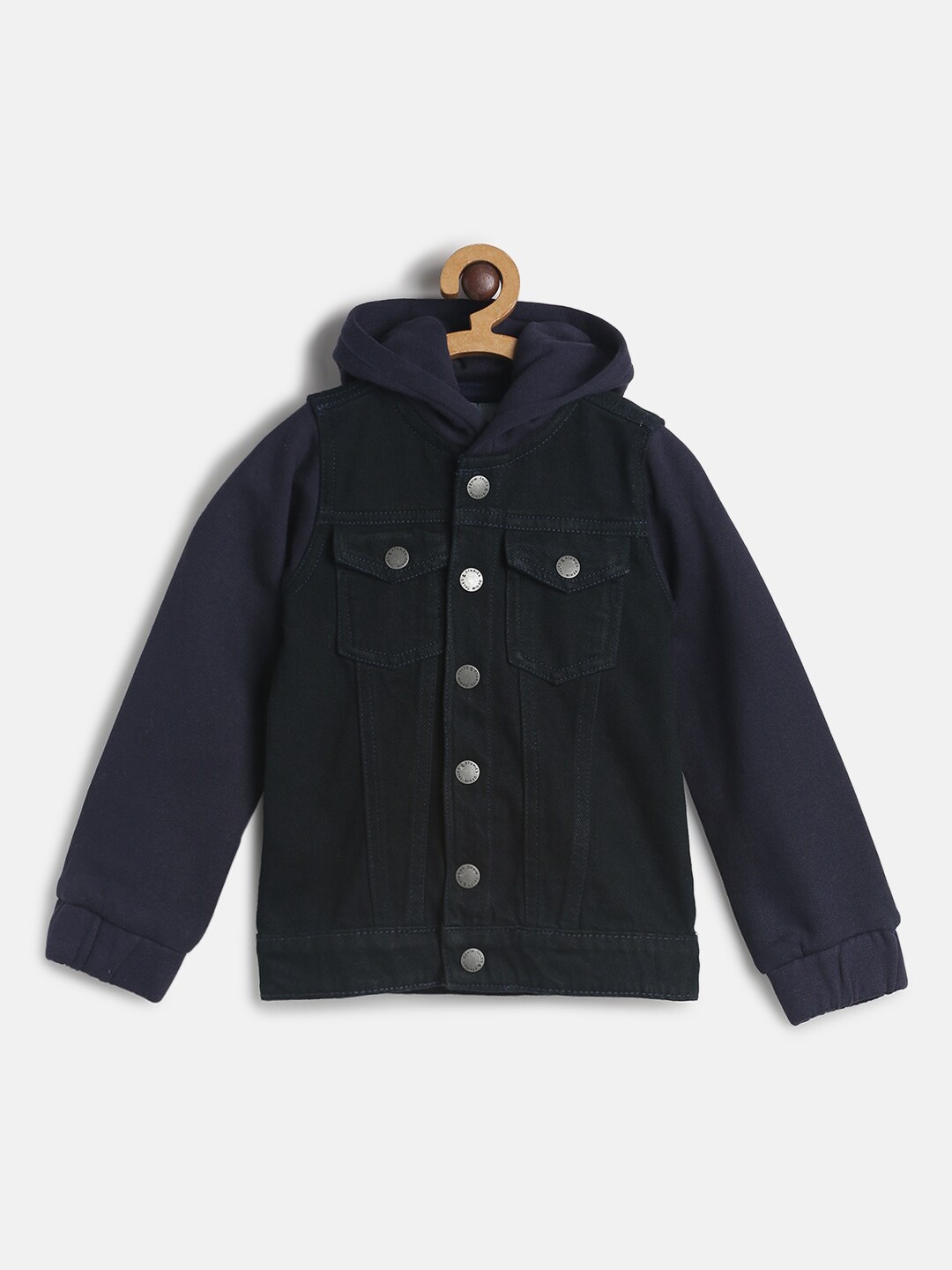 

TALES & STORIES Boys Black Solid Denim Jacket