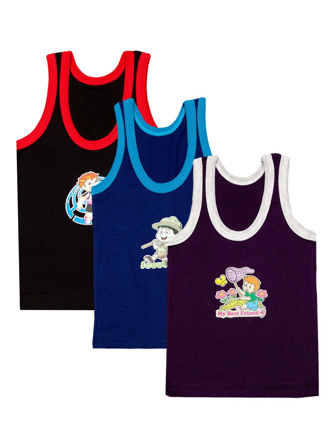 

Zoom Minimondo Infant Boys Pack Of 3 Printed Innerwear Vests, Blue