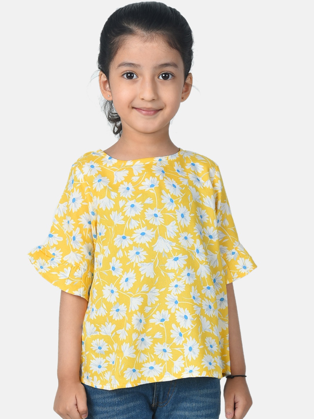 

Esme Yellow Printed Regular Top