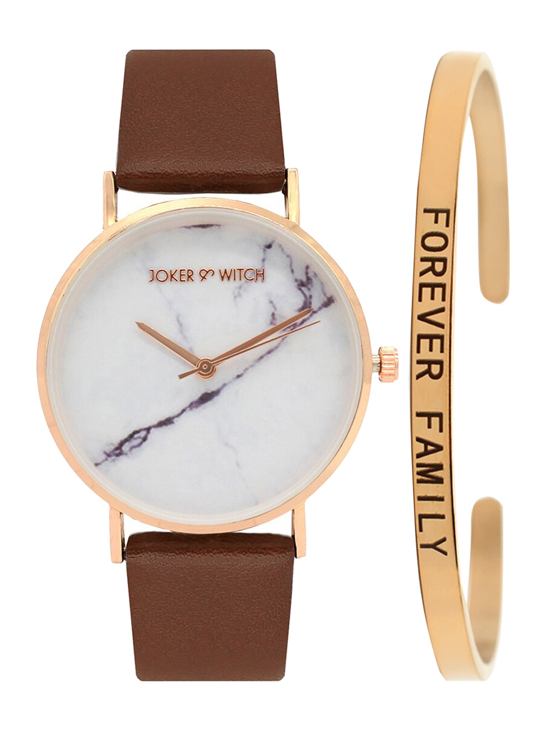 

JOKER & WITCH Women White Tiramisu Watch & Bracelet Gift Set JWBS389