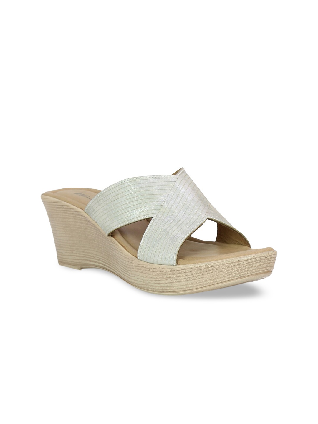 

Inc 5 Women Silver-Toned Textured Wedges