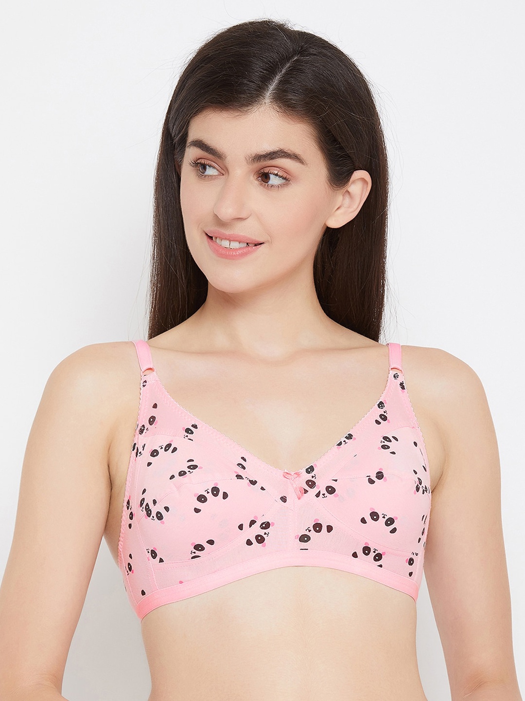 

Clovia Pink & Black Printed Non-Wired Non Padded Everyday Bra BR0185K2232B
