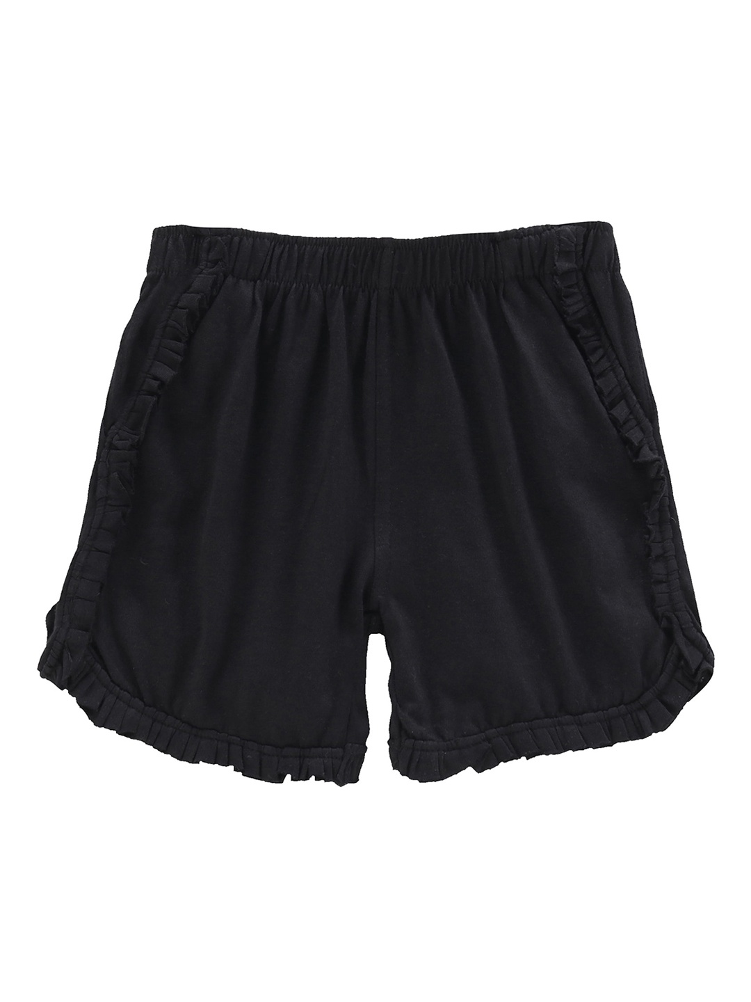 

KiddoPanti Girls Black Solid Regular Fit Hot Pants