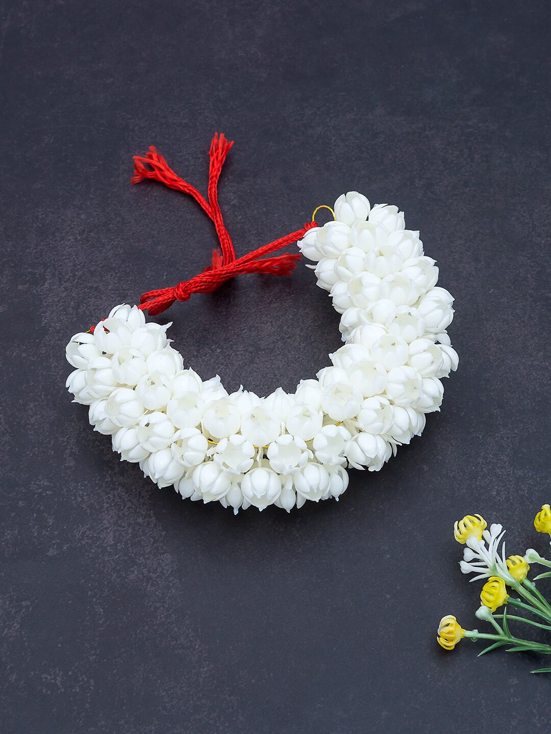 Golden Peacock Women White Artificial Jasmine Flower Juda Gajra
