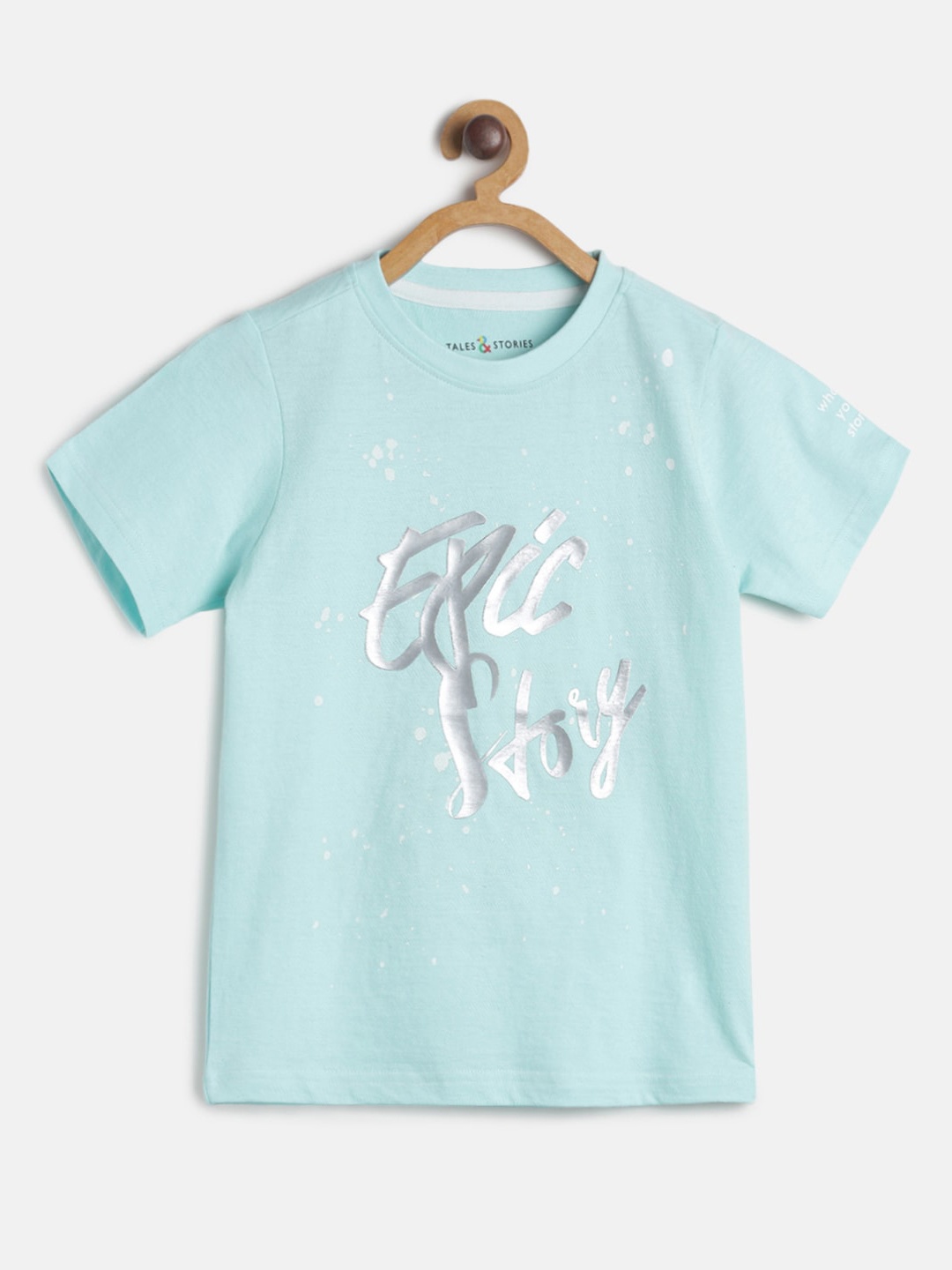 TALES & STORIES Boys Blue Printed Round Neck T-shirt