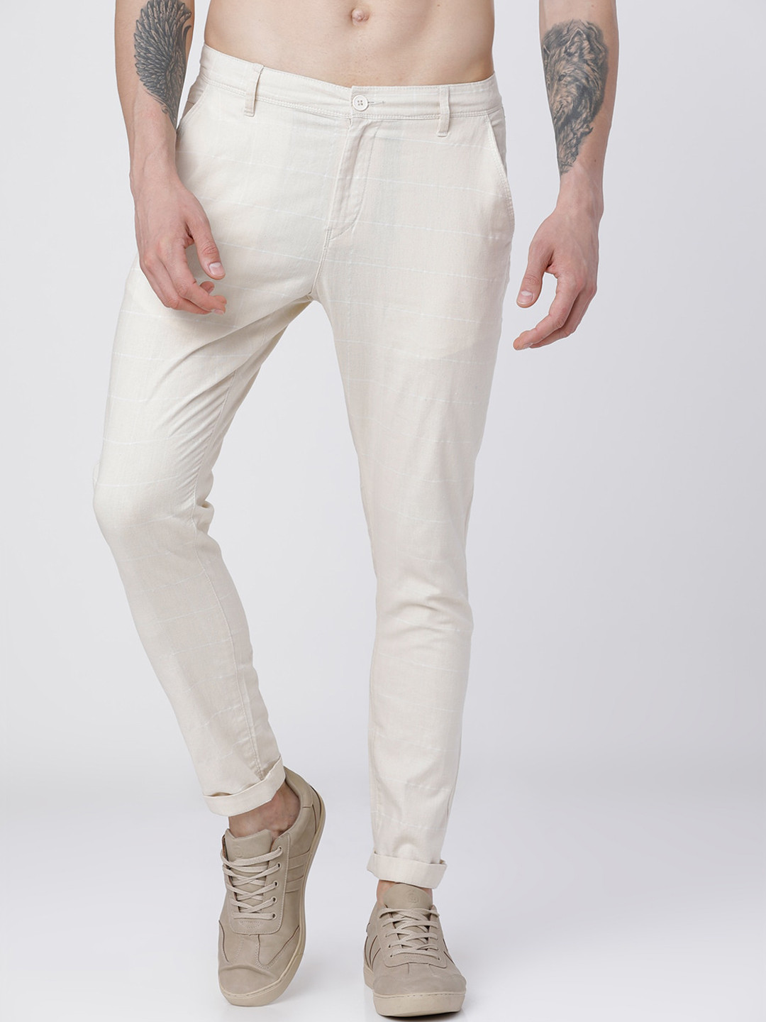 

HIGHLANDER Men Beige Slim Fit Solid Chinos