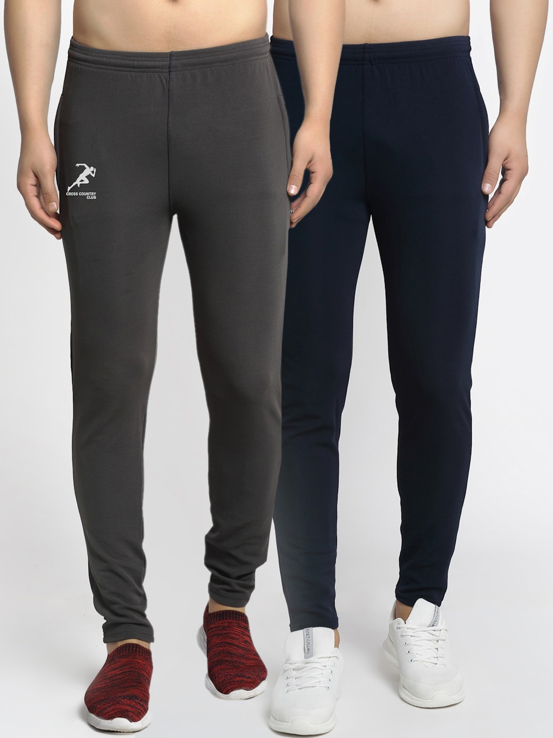 

GRACIT Men Pack Of 2 Solid Dry-Fit Track Pants, Navy blue