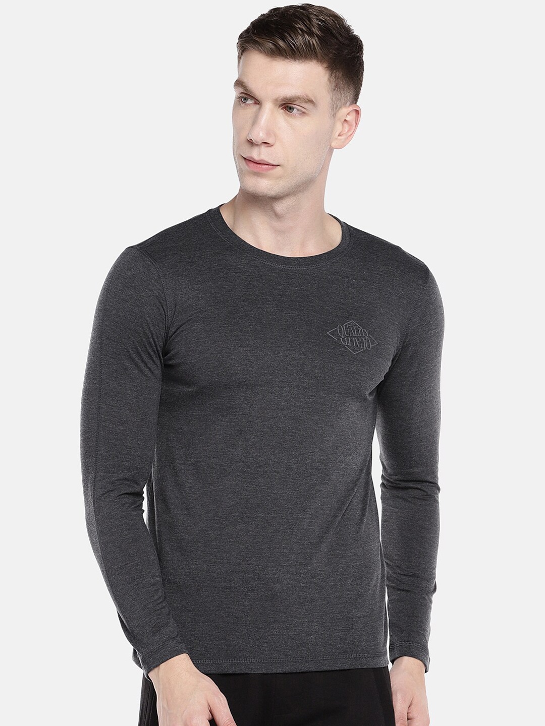

Sweet Dreams Men Charcoal Grey Solid Sustainable Lounge T-Shirt