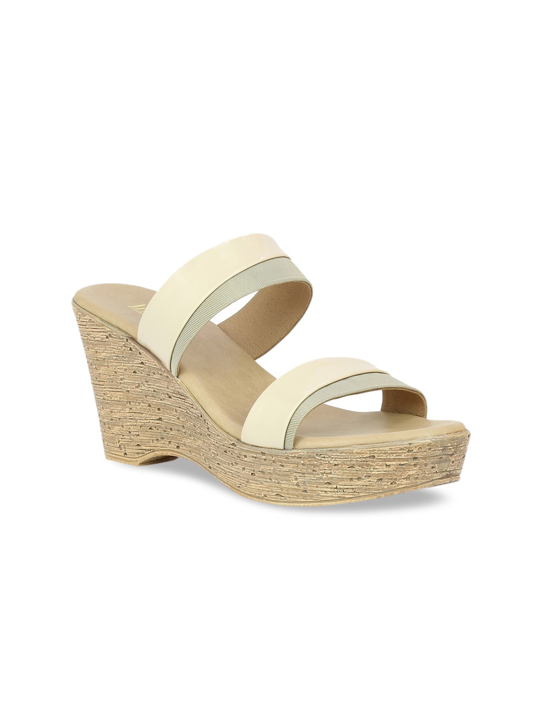 

Inc 5 Women Beige & Green Colourblocked Wedges