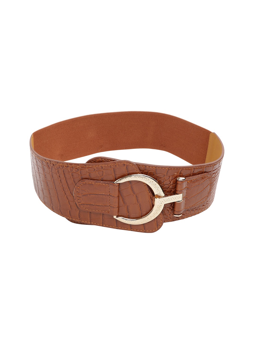 

CRUSSET Women Tan Brown Textured Wide Belt