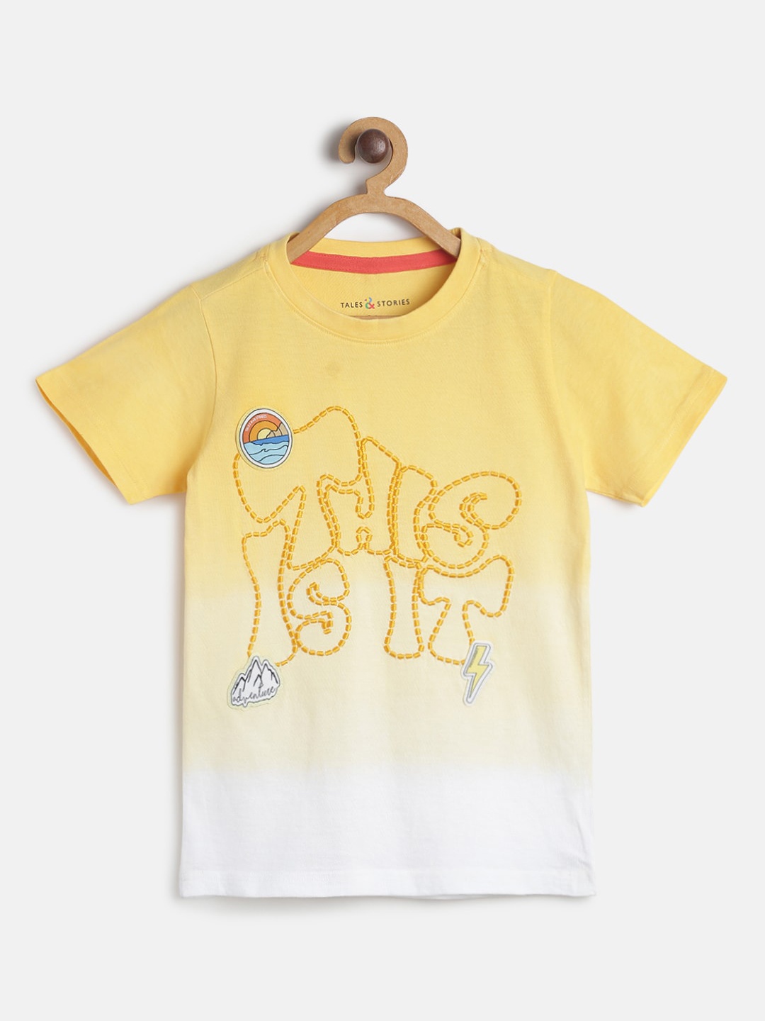 

TALES & STORIES Boys Yellow Printed Round Neck T-shirt