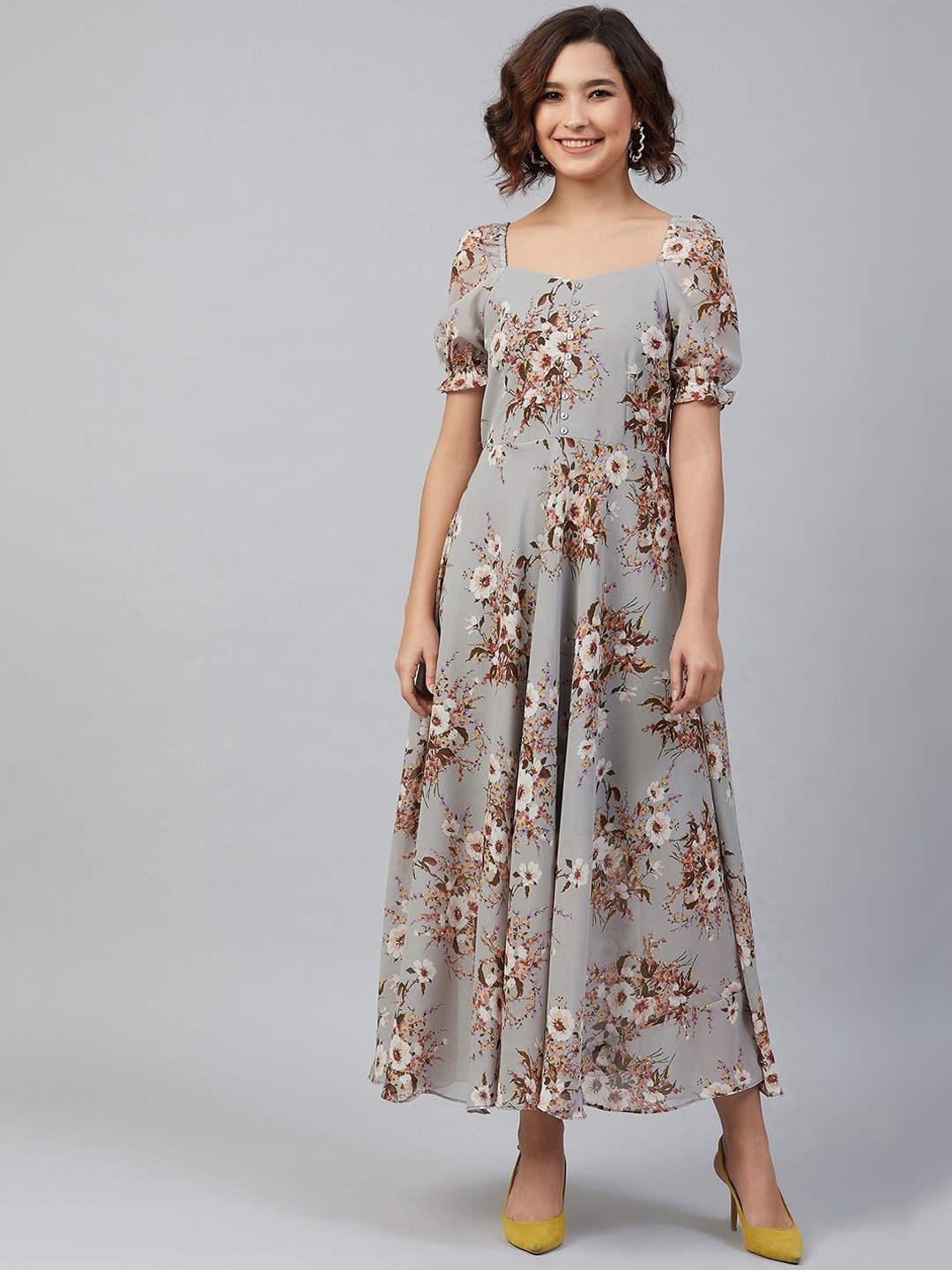 

Marie Claire Women Grey Printed Fit and Flare Dress