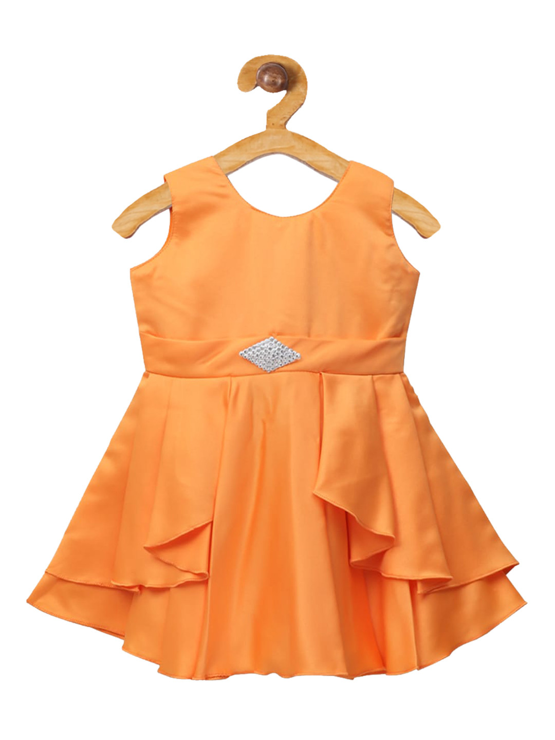 

The Magic Wand Girls Orange Solid Fit and Flare Dress
