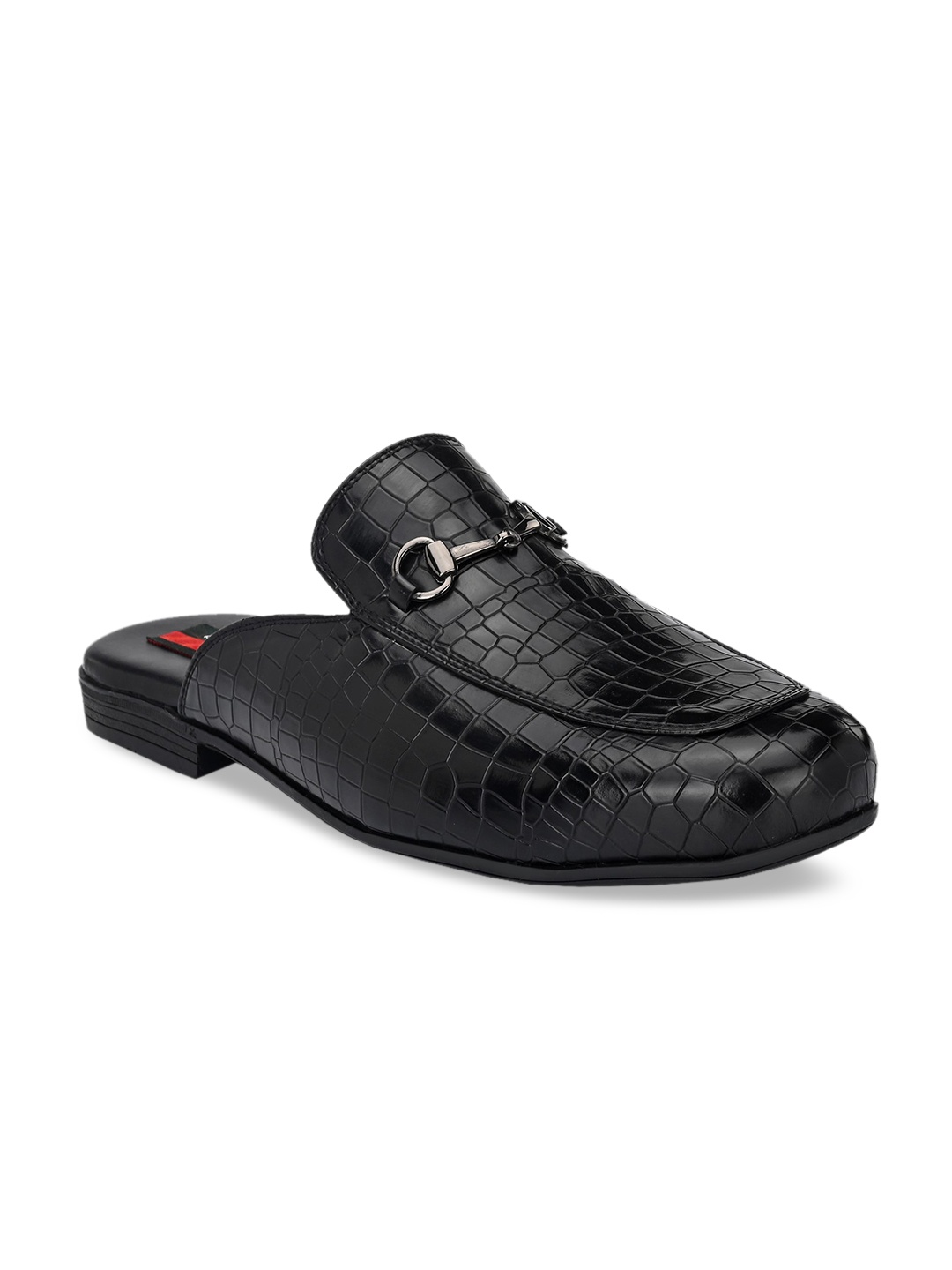 

San Frissco Men Textured Mules, Black