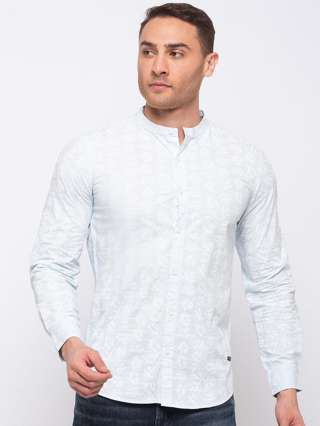 Status Quo Men Blue Slim Fit Printed Casual Shirt