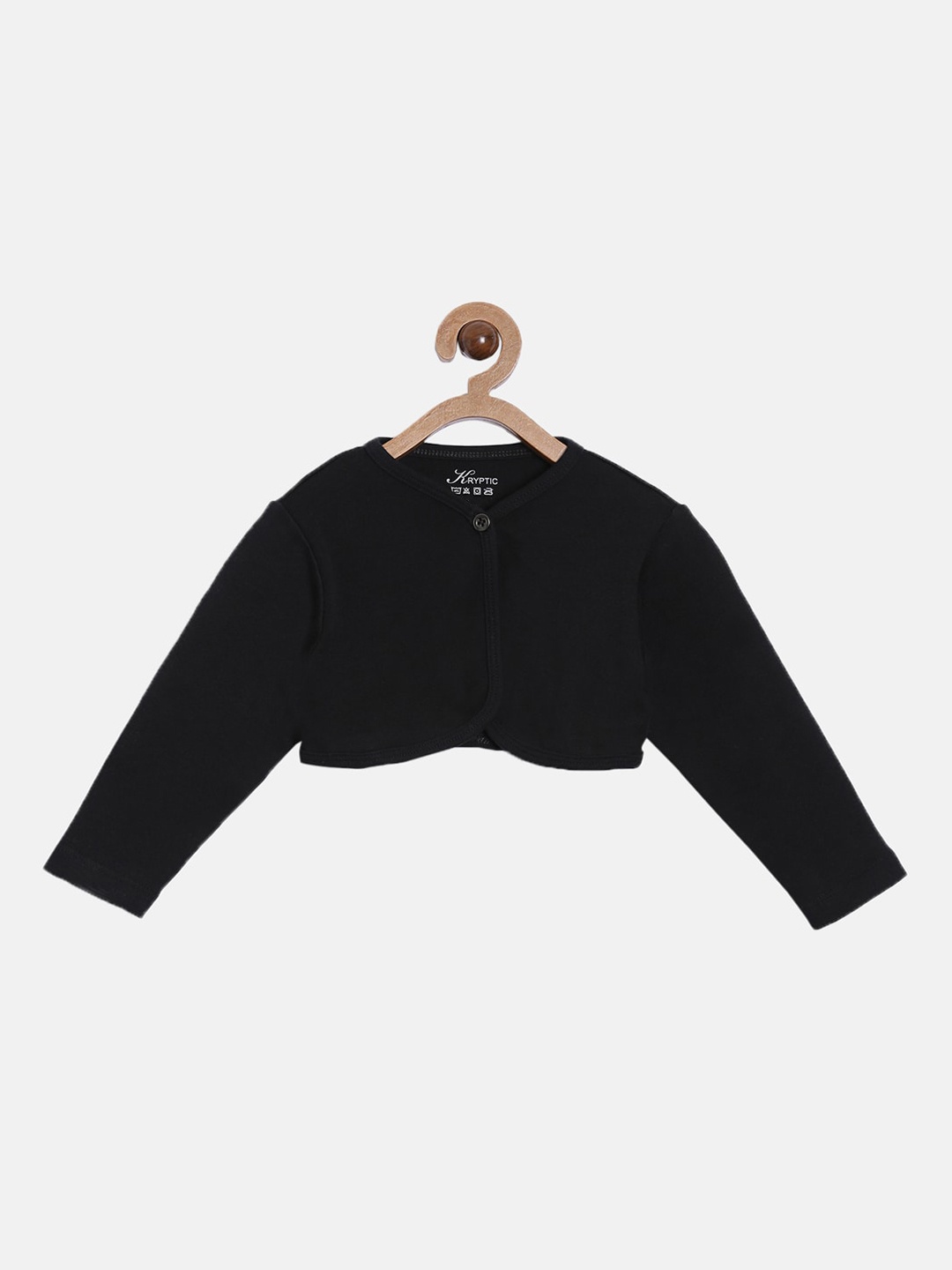 

Kryptic Girls Black Solid Button Shrug